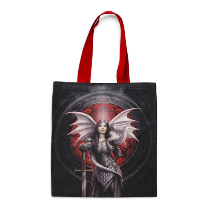 Tote bag fantasy cu dragon și războinică – Anne Stokes