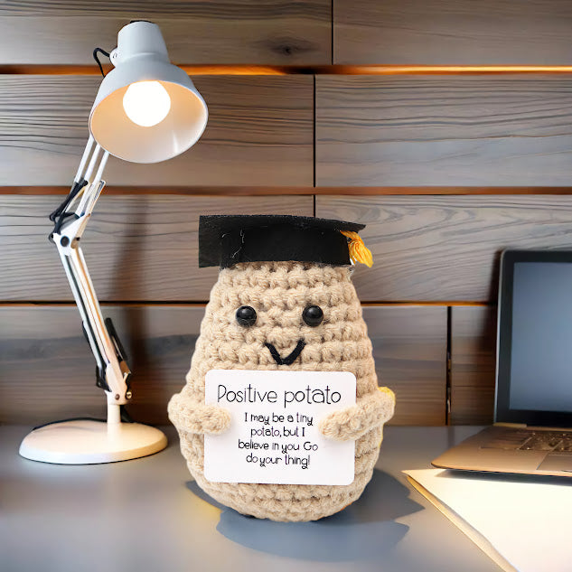 Mascotă croșetată, model cartof, Positive Student, Cadou Absolvire
