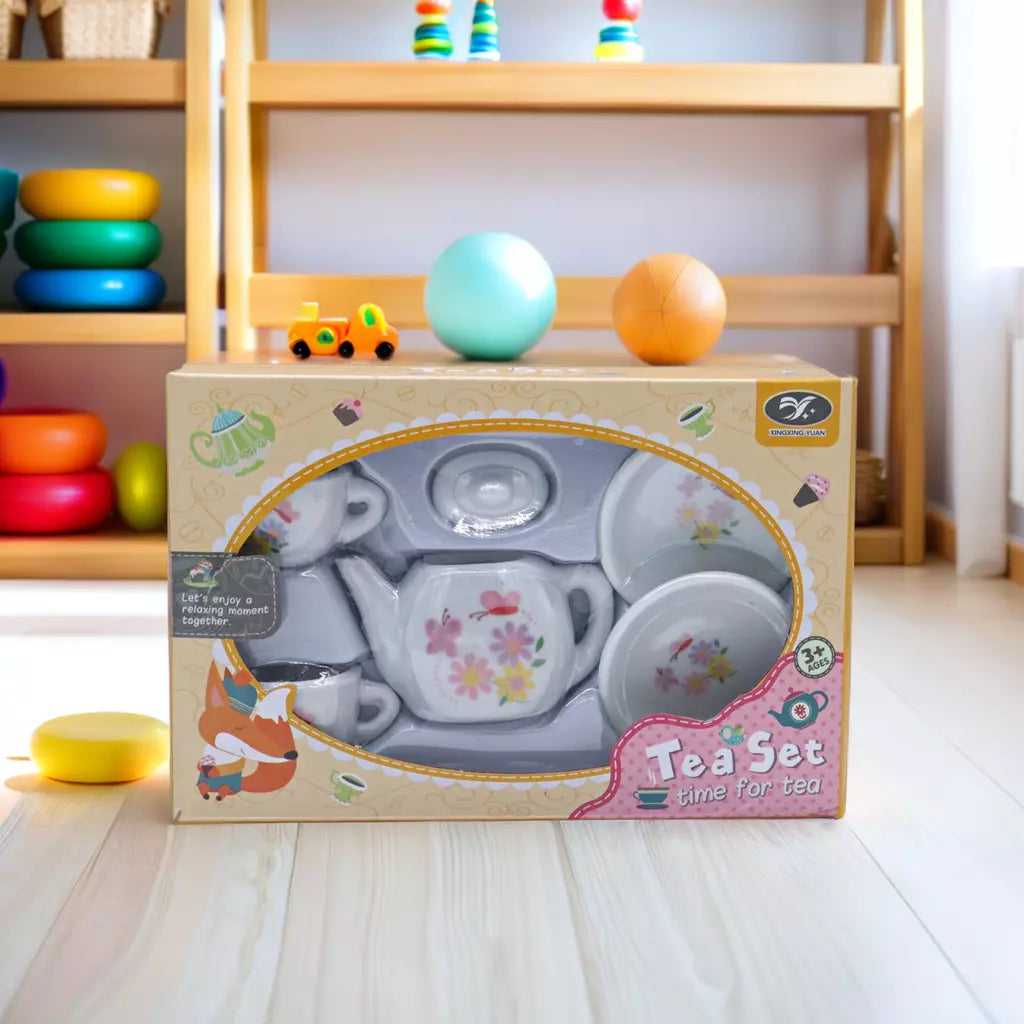 Set de ceai din ceramică pentru copii, model floral, pentru o experiență de ceai veselă