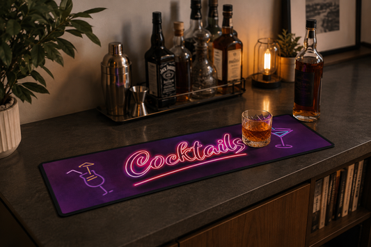 Covoraș de bar decorativ Cocktails, cu efect neon, antiderapant