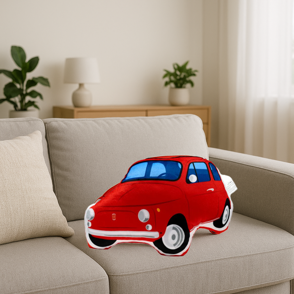 Pernă din plus în formă de Fiat 500, 23 x 34 x 8 cm – model rosu, perna decorativă