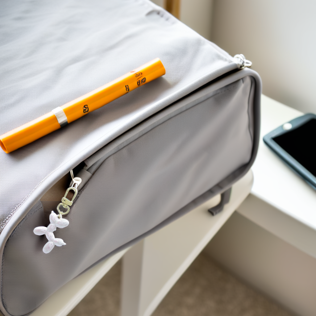 Breloc model câine balon, 5 cm, alb