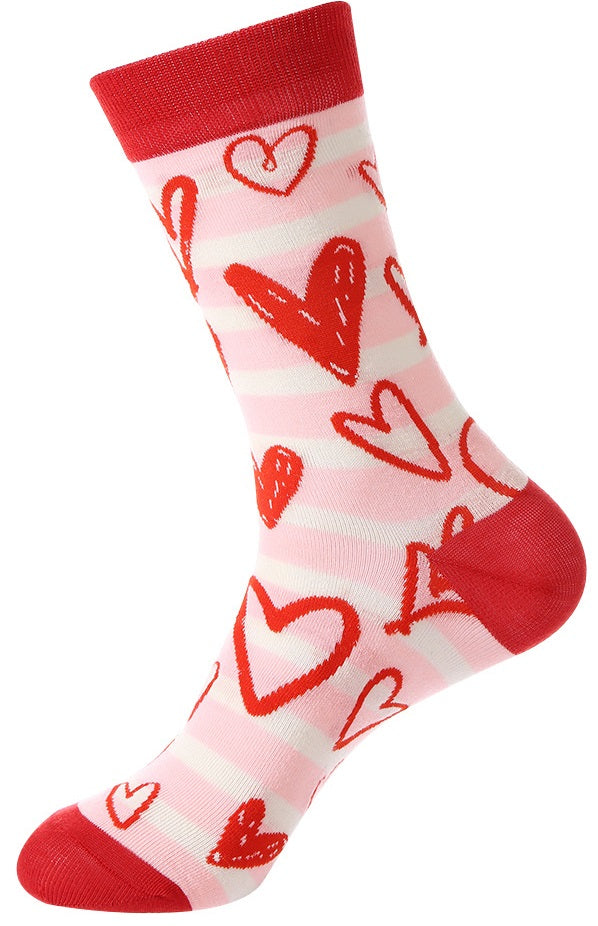 Sosete dama lungi, model cu inimi, design romantic