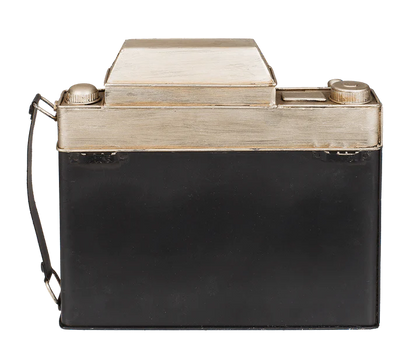 Cutie pentru chei din metal cu ceas, design cameră foto vintage