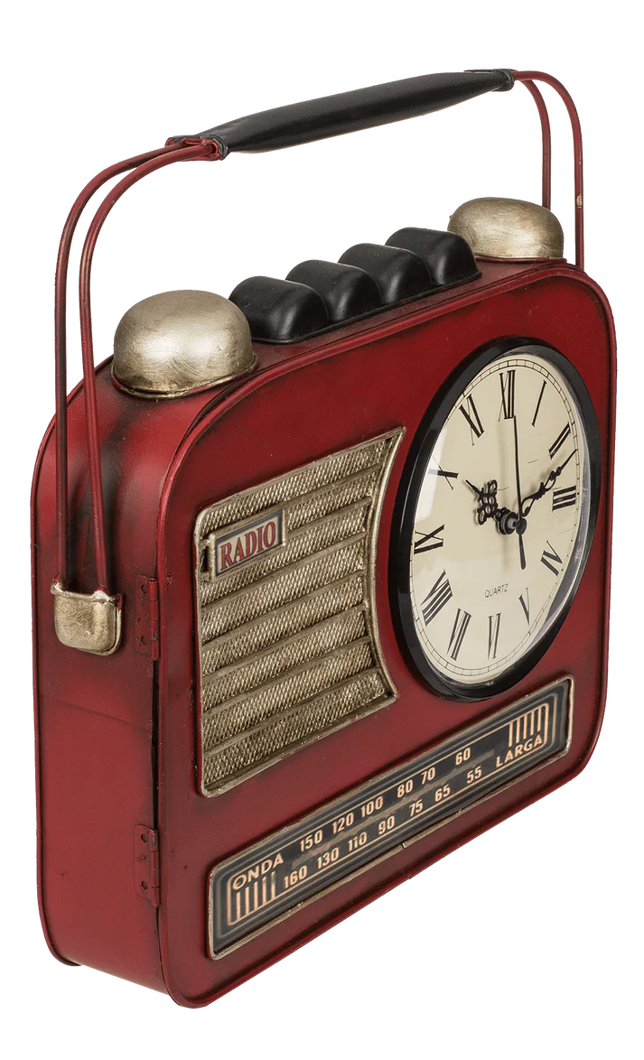 Cutie pentru chei din metal cu ceas, design radio vintage