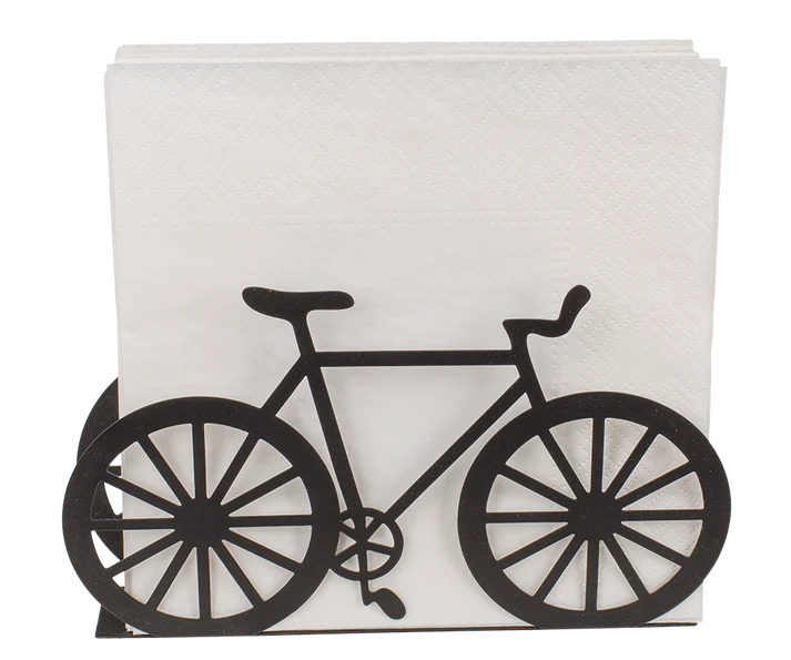 Suport pentru șervețele din metal, design bicicletă, negru