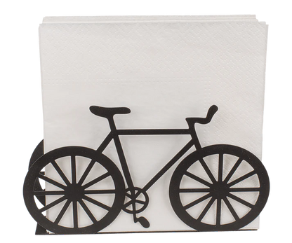 Suport pentru șervețele din metal, design bicicletă, negru