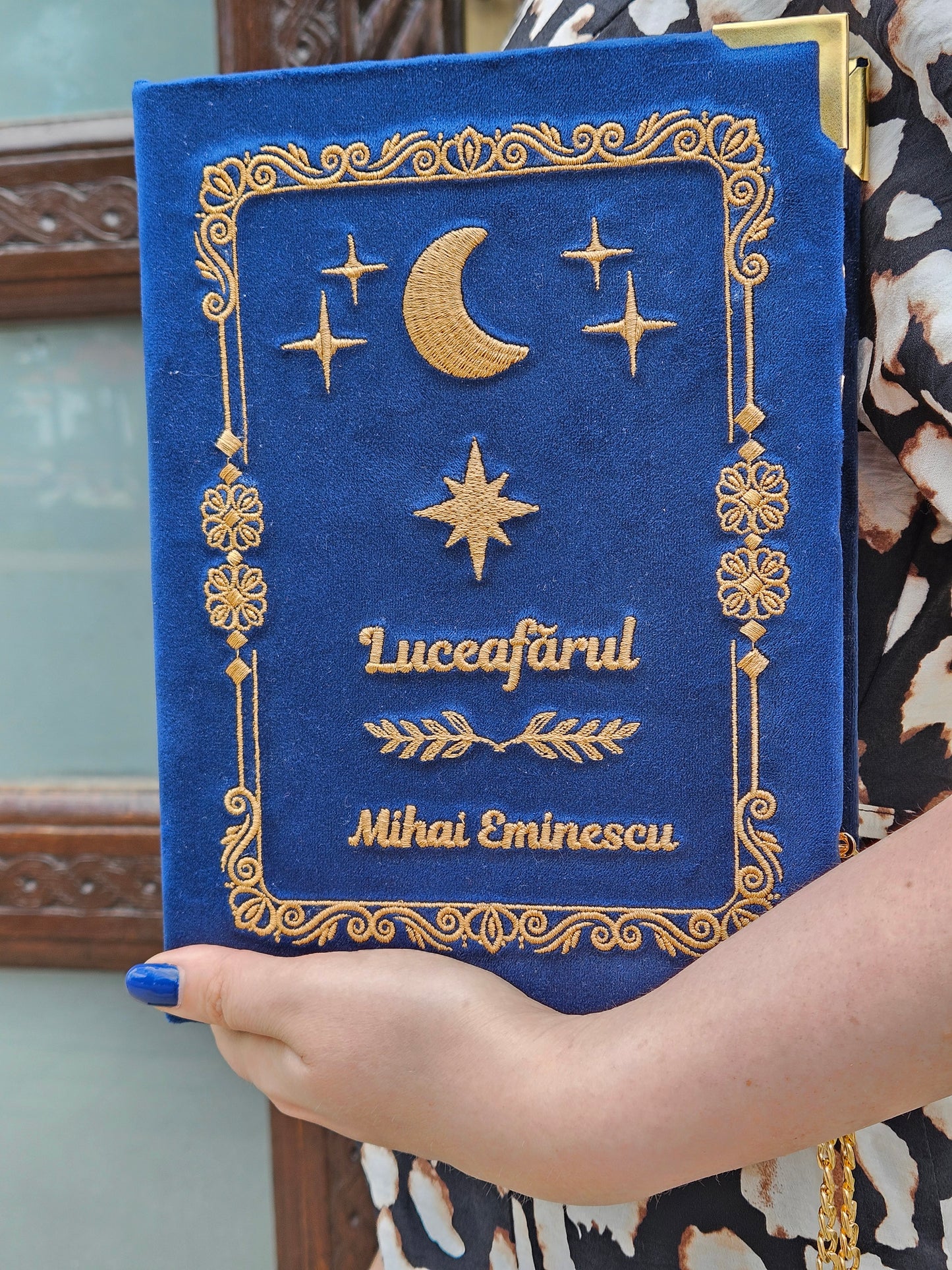 Geantă Carte Handmade – Luceafărul | Ediția Noapte - Auriu Antic