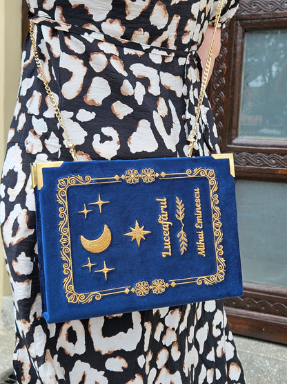 Geantă Carte Handmade – Luceafărul | Ediția Noapte - Auriu Antic