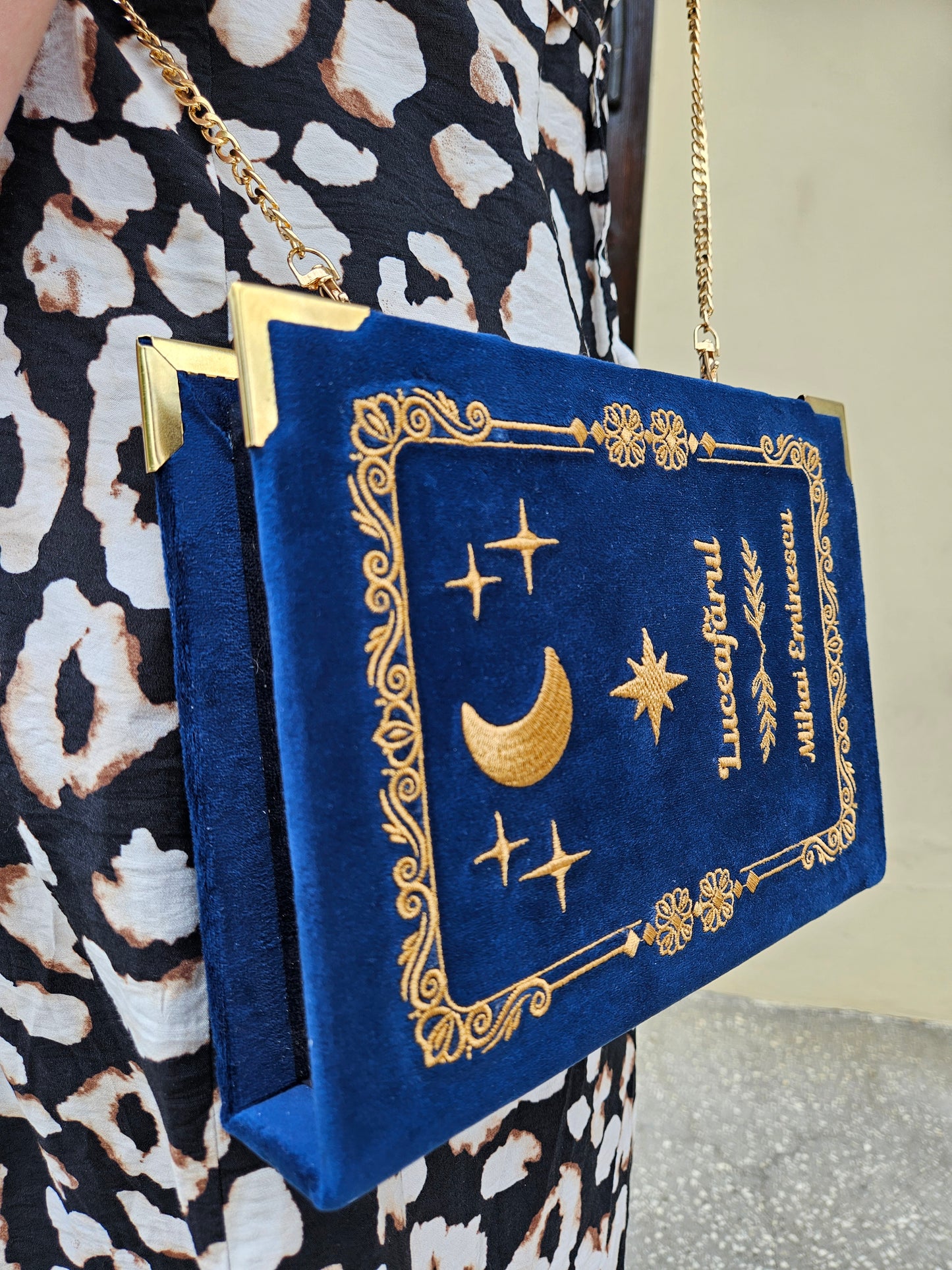 Geantă Carte Handmade – Luceafărul | Ediția Noapte - Auriu Antic