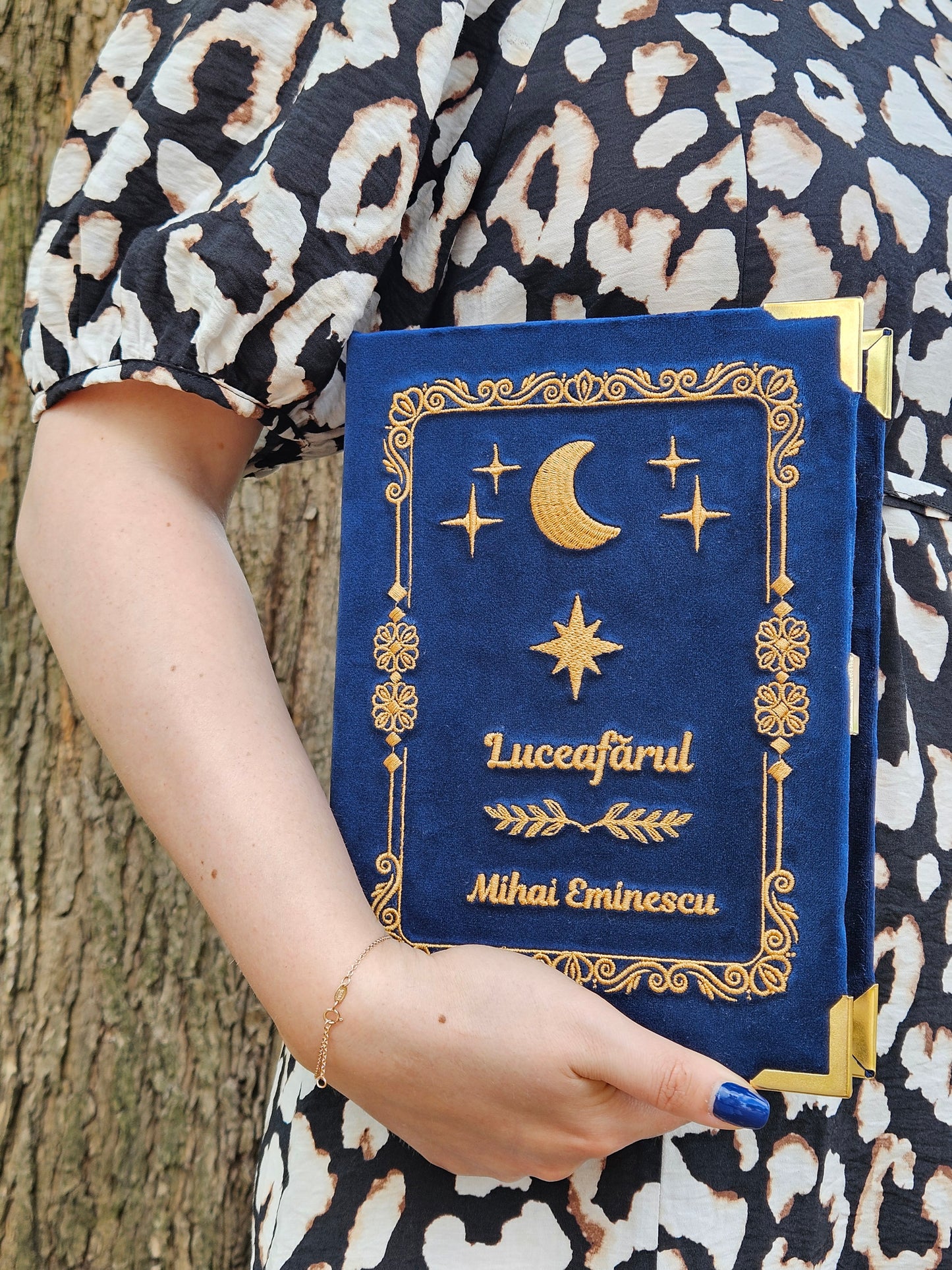Geantă Carte Handmade – Luceafărul | Ediția Noapte - Auriu Antic