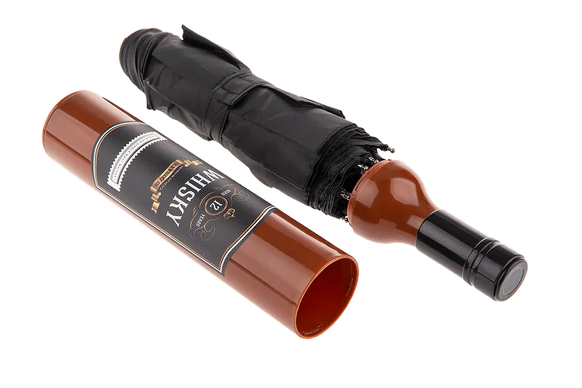 Umbrelă compactă, design inedit, sticlă whisky