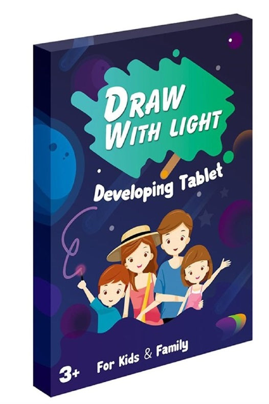 Tăbliță A4 fosforescentă rescriptibilă cu marker invizibil UV, set pentru desenat cu lumină