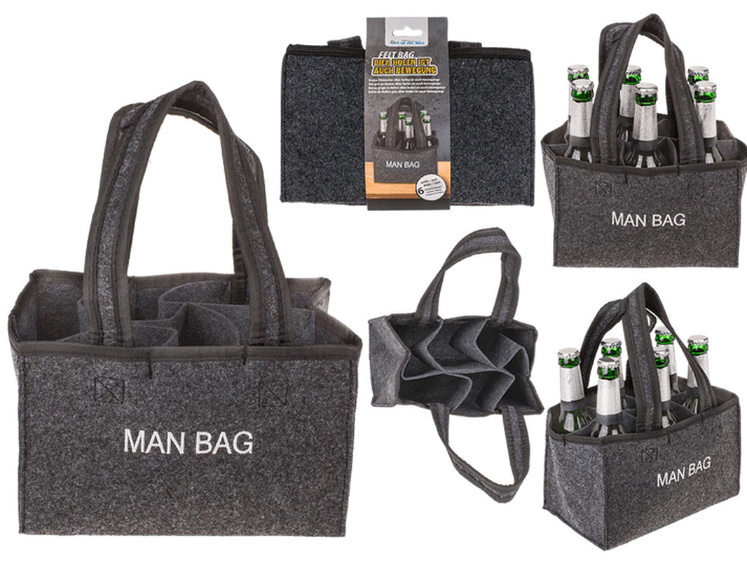 Geantă din fetru pentru sticle, „MAN BAG”, cu 6 compartimente