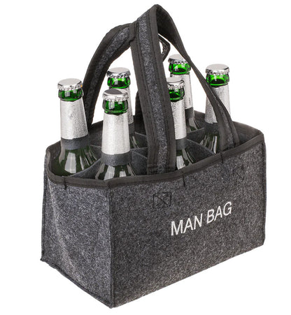 Geantă din fetru pentru sticle, „MAN BAG”, cu 6 compartimente