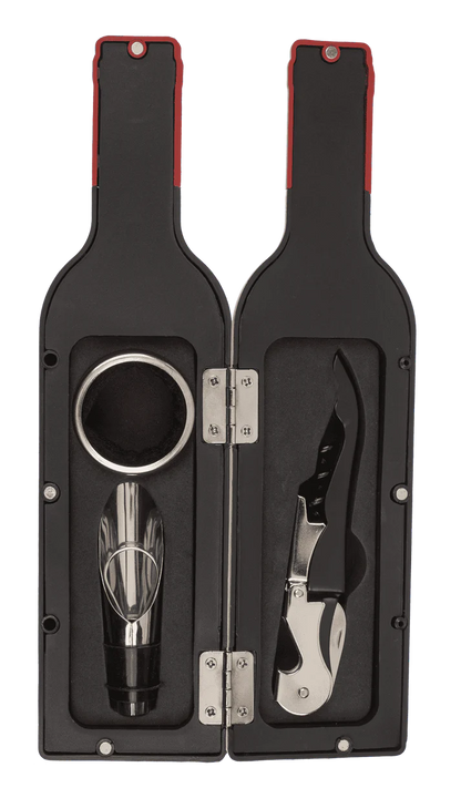 Set desfăcător pentru vin, în formă de sticlă, cu 3 accesorii