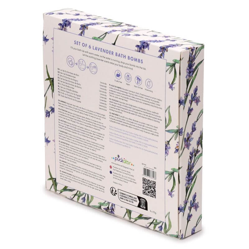 Set 6 bombe de baie cu lavandă, cadou perfect pentru iubitorii de băi relaxante
