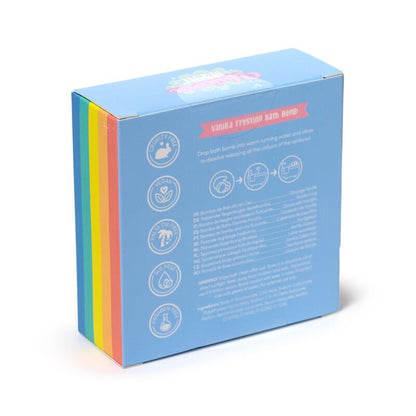 Set 3 Bombe de baie, pentru copii, plutitoare, Magic Rainbow, culorile curcubeului, în formă de Stea, Nor și Lună, 3 x 110 g