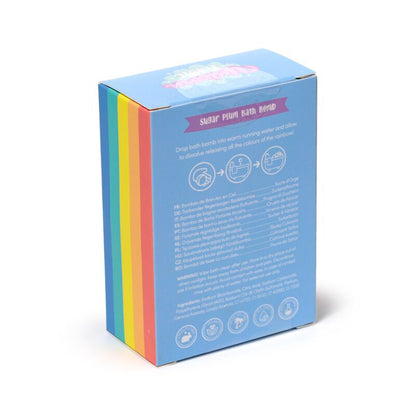 Set 3 Bombe de baie, pentru copii, plutitoare, Magic Rainbow, culorile curcubeului, în formă de Stea, Nor și Lună, 3 x 110 g