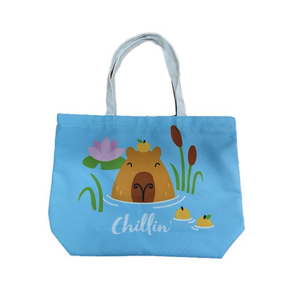 Geantă de plajă, Capybara, mesaj amuzant Chillin', Turcoaz