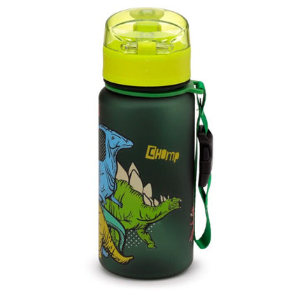 Sticla de apa pop top, pentru copii, Dinosauria, rezistenta la impact, sistem de agatare, material ecologic Ecozen, fara BPA, 350 ml