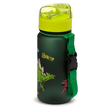 Sticla de apa pop top, pentru copii, Dinosauria, rezistenta la impact, sistem de agatare, material ecologic Ecozen, fara BPA, 350 ml