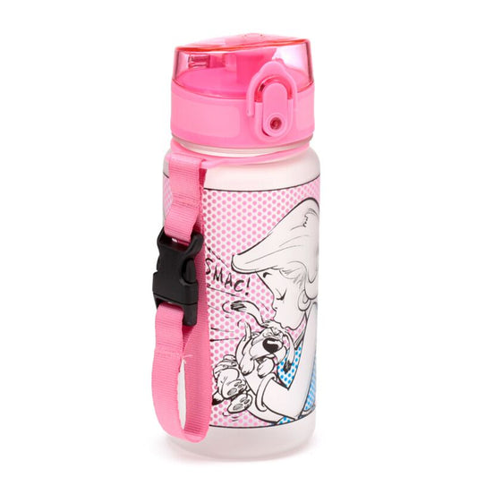 Sticla de apa pop top, pentru copii, Falbala si Idefix, produs licențiat Asterix, rezistenta la impact, material ecologic Ecozen, fara BPA, 350 ml
