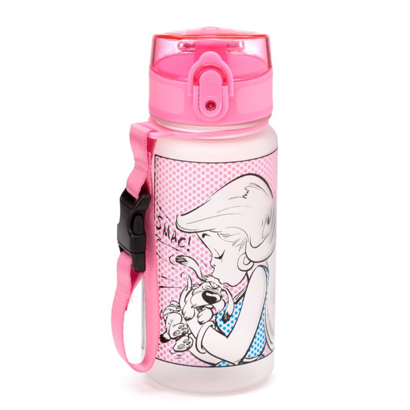 Sticla de apa pop top, pentru copii, Falbala si Idefix, produs licențiat Asterix, rezistenta la impact, material ecologic Ecozen, fara BPA, 350 ml