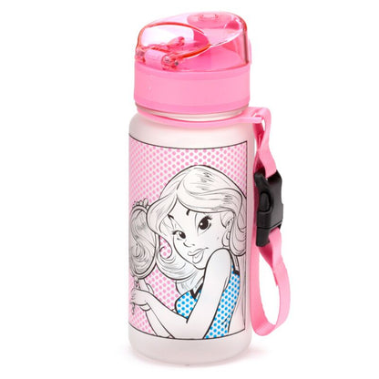 Sticla de apa pop top, pentru copii, Falbala si Idefix, produs licențiat Asterix, rezistenta la impact, material ecologic Ecozen, fara BPA, 350 ml