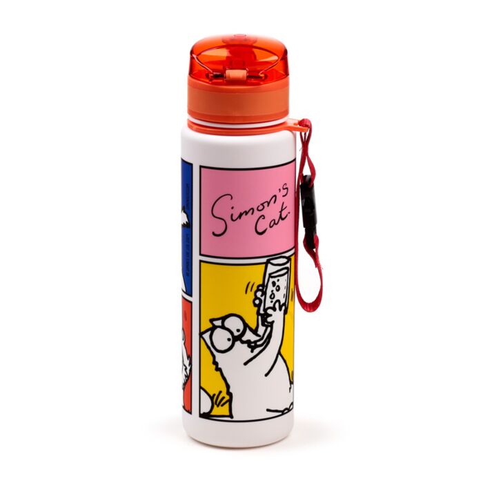 Sticlă de apă pop-up, design Simon's Cat, rezistentă la impact, Ecozen, fără BPA, 600 ml
