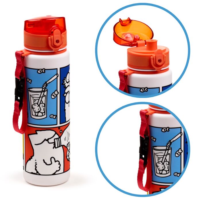 Sticlă de apă pop-up, design Simon's Cat, rezistentă la impact, Ecozen, fără BPA, 600 ml