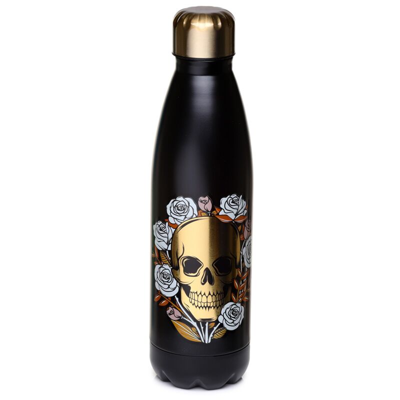 Termos Skulls and Roses cu vedere frontală - reflectie aurie