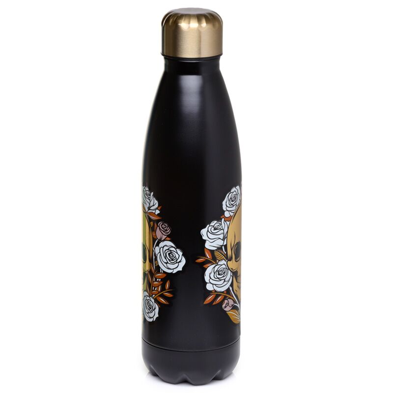 Termos Skulls and Roses cu vedere frontală - design gothic detaliat
