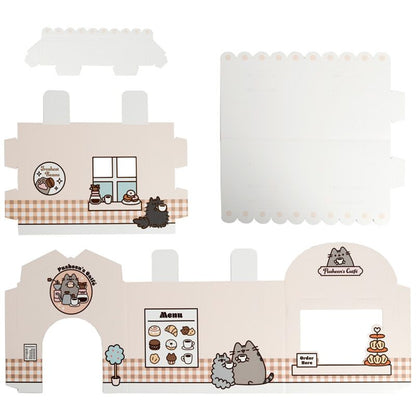 Căsuță / Loc de joacă pentru pisici, din carton, model Cafenea, Pusheen the Cat Catfé