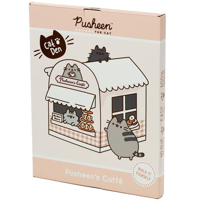 Căsuță / Loc de joacă pentru pisici, din carton, model Cafenea, Pusheen the Cat Catfé