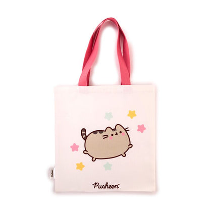 Geantă tote bag Pusheen the Cat, imprimeu pisica și stele, design adorabil