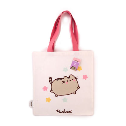 Geantă tote Pusheen the Cat, imprimeu cu pisica și stele, pentru iubitorii de pisici