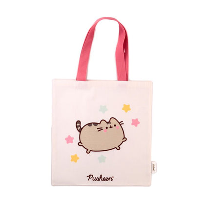 Tote bag Pusheen the Cat, imprimeu pisică și stele, pentru un look vesel și jucăuș