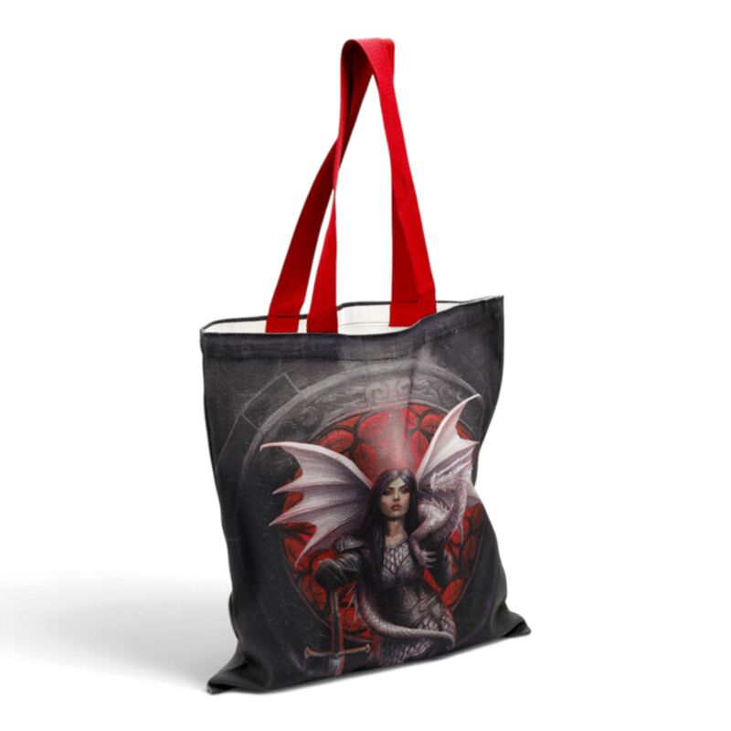 Tote bag fantasy cu dragon și războinică – Anne Stokes