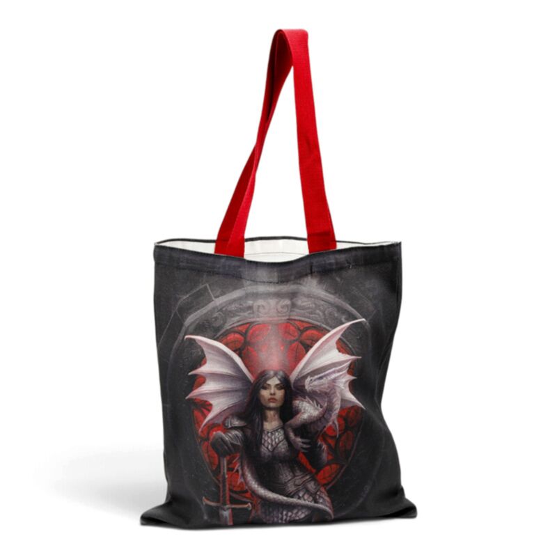 Tote bag fantasy cu dragon și războinică – Anne Stokes