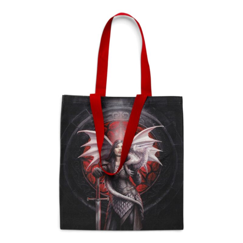 Tote bag fantasy cu dragon și războinică – Anne Stokes