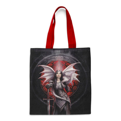 Tote bag fantasy cu dragon și războinică – Anne Stokes