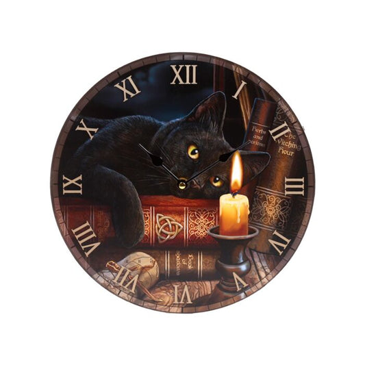 Ceas de perete cu pisică neagră și lumânare, Lisa Parker, Ilustrație „The Witching Hour”