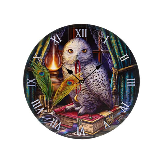 Ceas de perete cu bufniță, Lisa Parker „Guardian of Spells” – design artistic decorativ