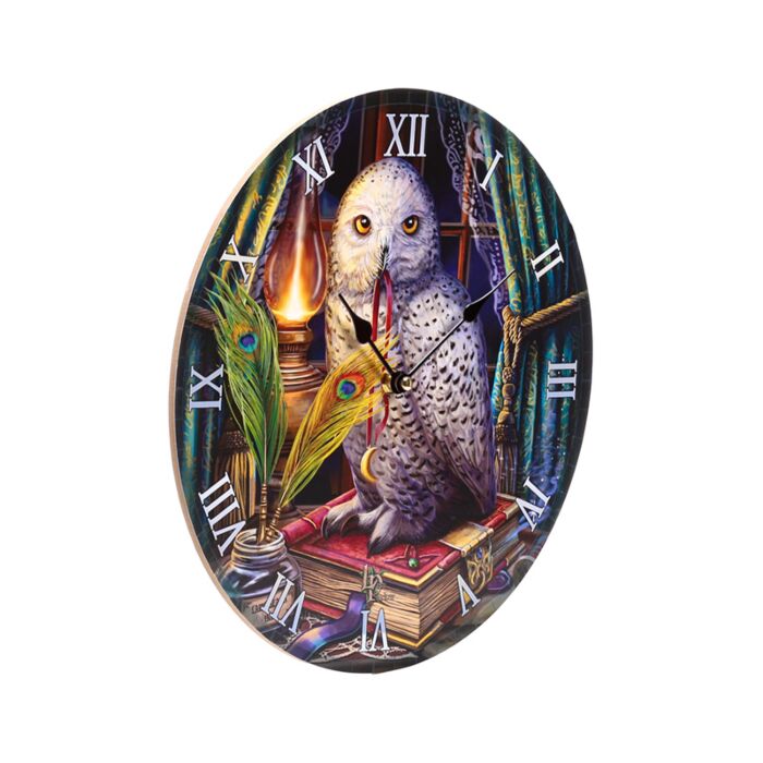 Ceas de perete cu bufniță, Lisa Parker „Guardian of Spells” – design artistic decorativ