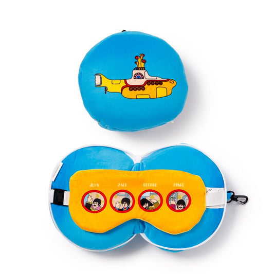 Perna de calatorie de plus & masca de dormit, Relaxeazzz ,The Beatles Yellow Submarine, cu fermoar, pentru masina/avion