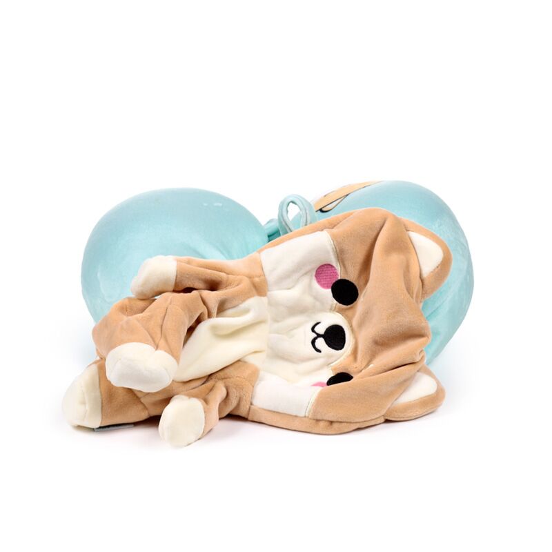 Perna de calatorie sau jucarie plus, 2 in 1, reversibila, Caine Shiba Inu, Shuggs, Swapseazzz Adoramals