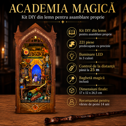 Book Nook Academia Magică – Decor 3D pentru Bibliotecă și Rafturi