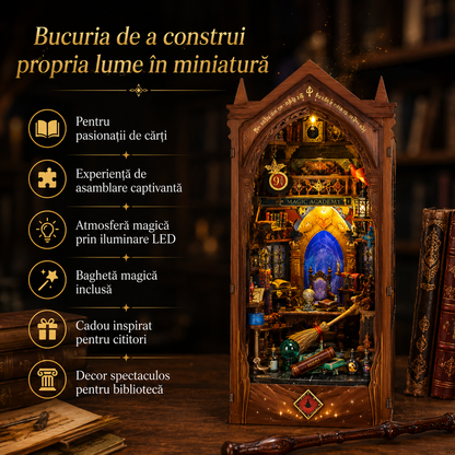 Book Nook Academia Magică – Decor 3D pentru Bibliotecă și Rafturi