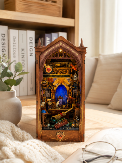 Book Nook Academia Magică – Decor 3D pentru Bibliotecă și Rafturi